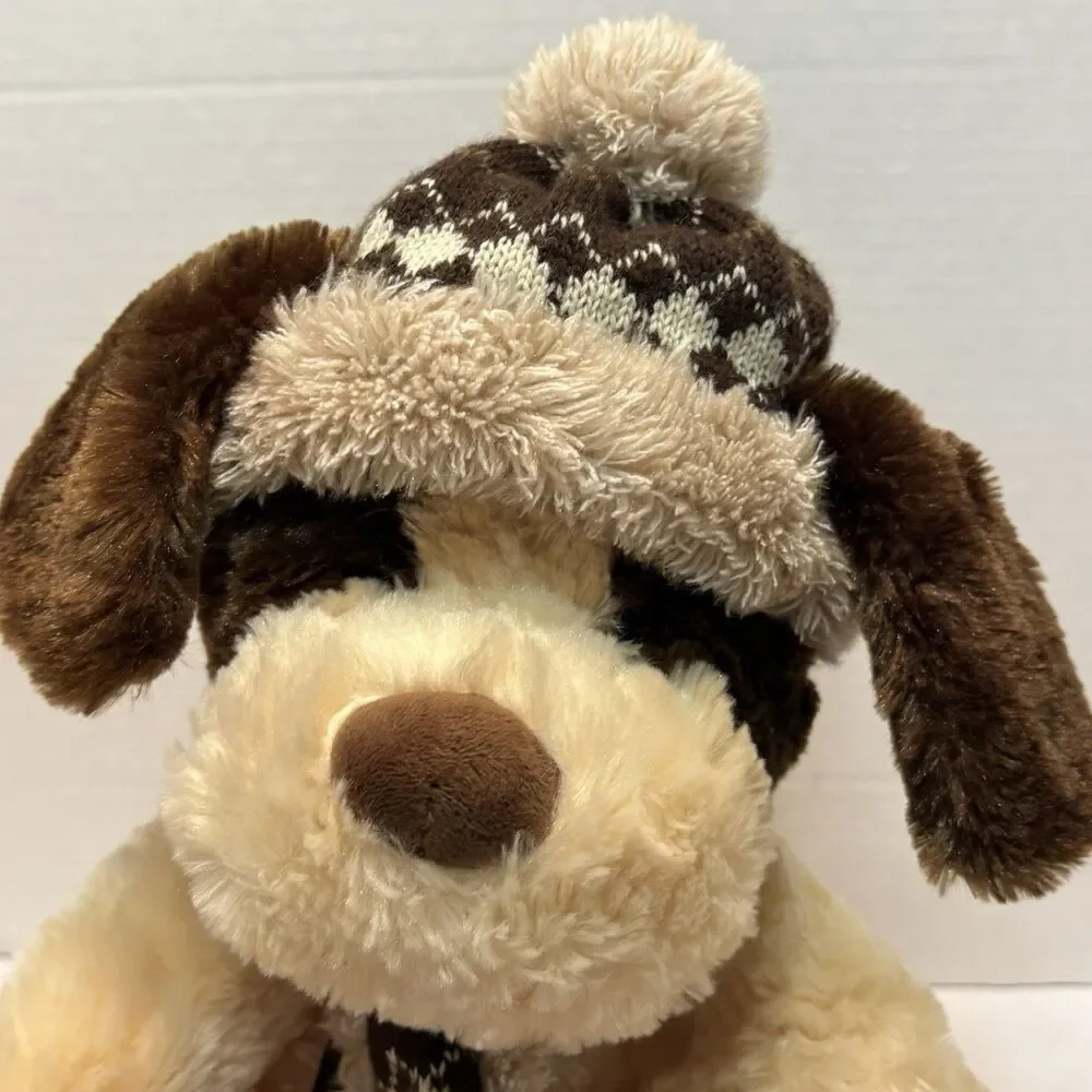 Hugfun International Kowloon Hong Kong Dog Plush Tan Brown Winter Hat Scarf 12" - Picture 3 of 10